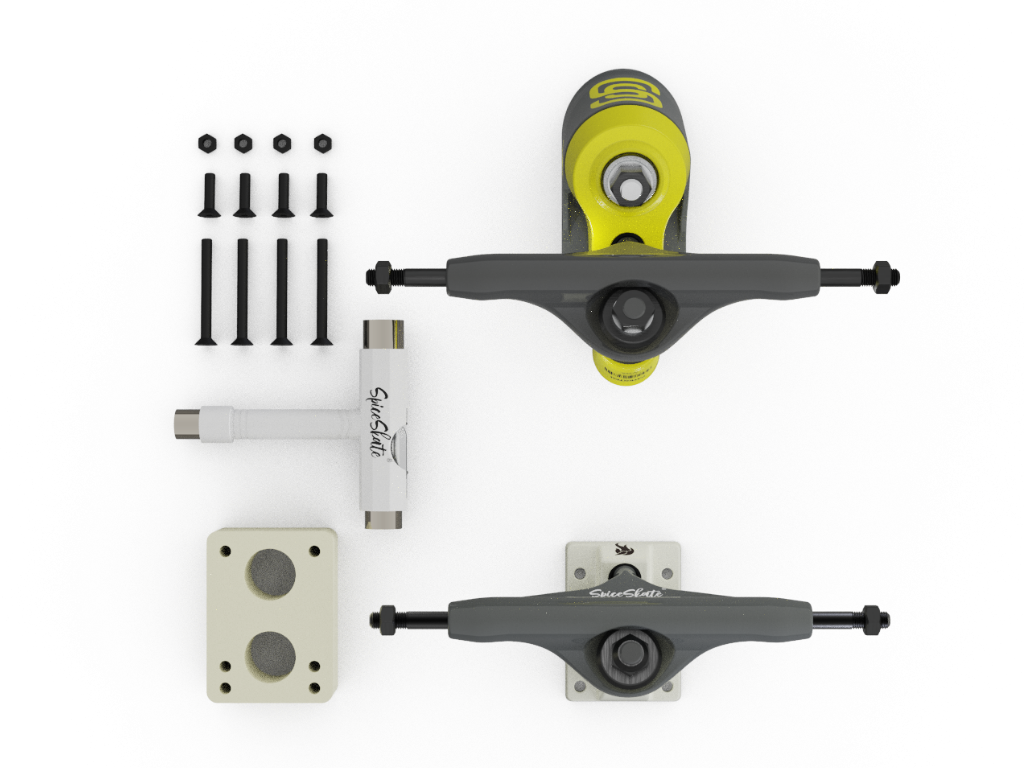 Close-up of SpiceSkate OktoAIR system showing premium PU capsule technology