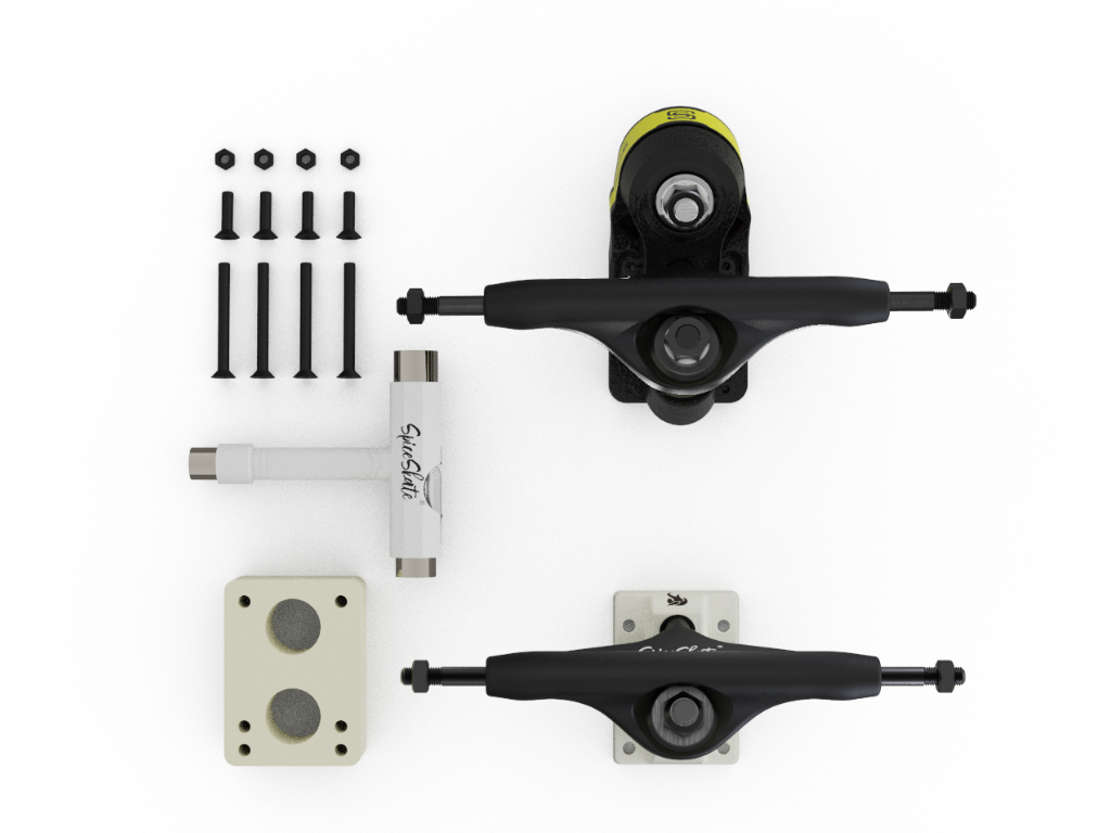 SpiceSkate Type X3 surfskate system with single torsion spring for agile carving
