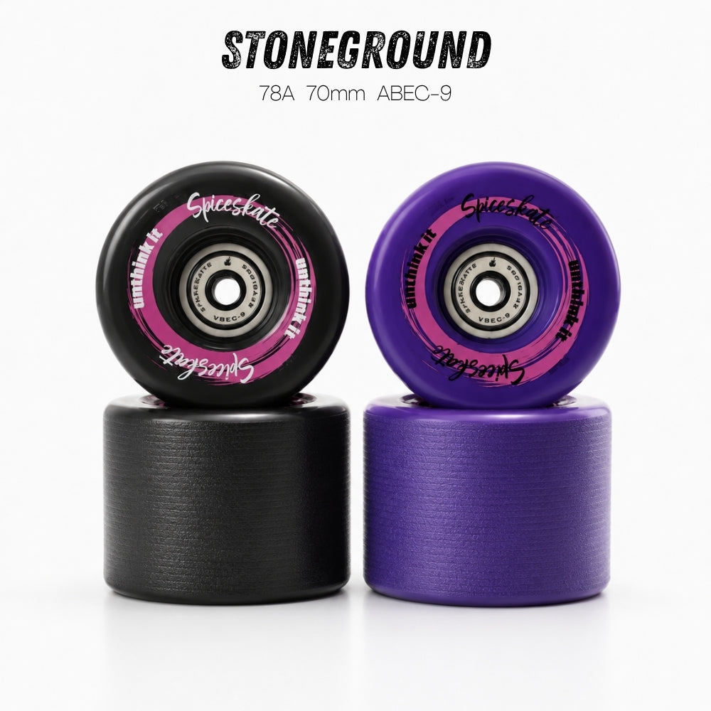 SpiceSkate 70mm 78A stoneground wheels for smooth Type X3 surfskate carving