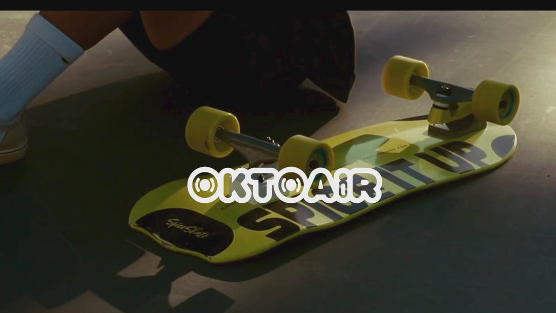     SpiceSkate OktoAIR surfskate rider carving in a concrete bowl