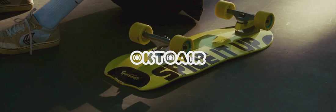     SpiceSkate OktoAIR surfskate rider carving in a concrete bowl