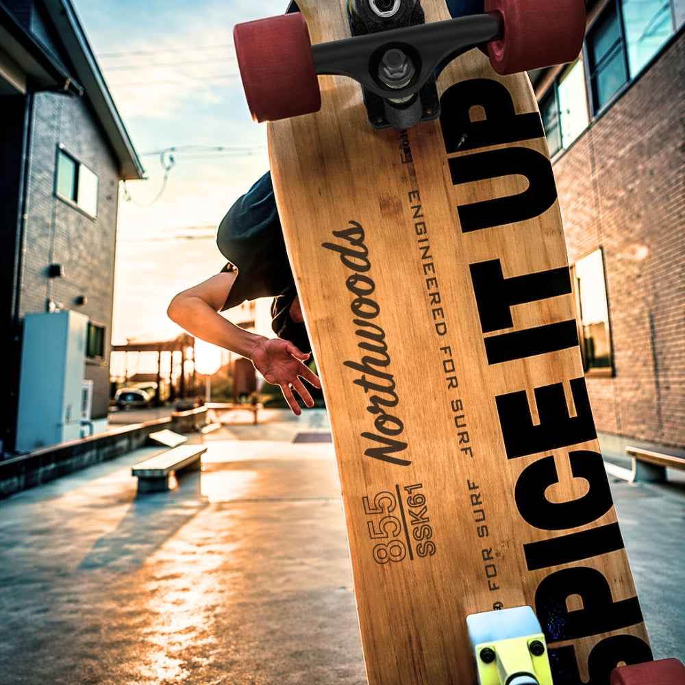SpiceSkate surfskate deck close-up built for surf and street riding
