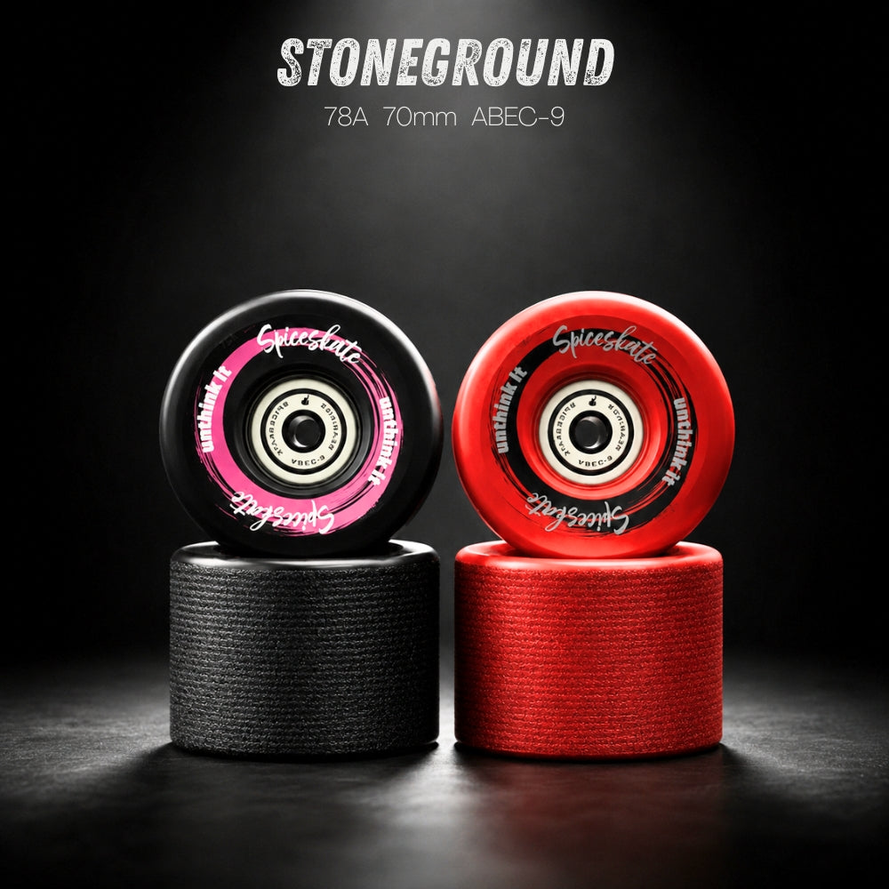 SpiceSkate 70mm 78A stoneground wheels for smooth surfskate carving